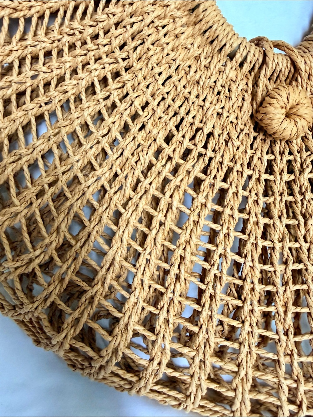 Lulus Woven Straw Tote Bag Round Handle Boho Beach Market Purse - Picture 9 of 10